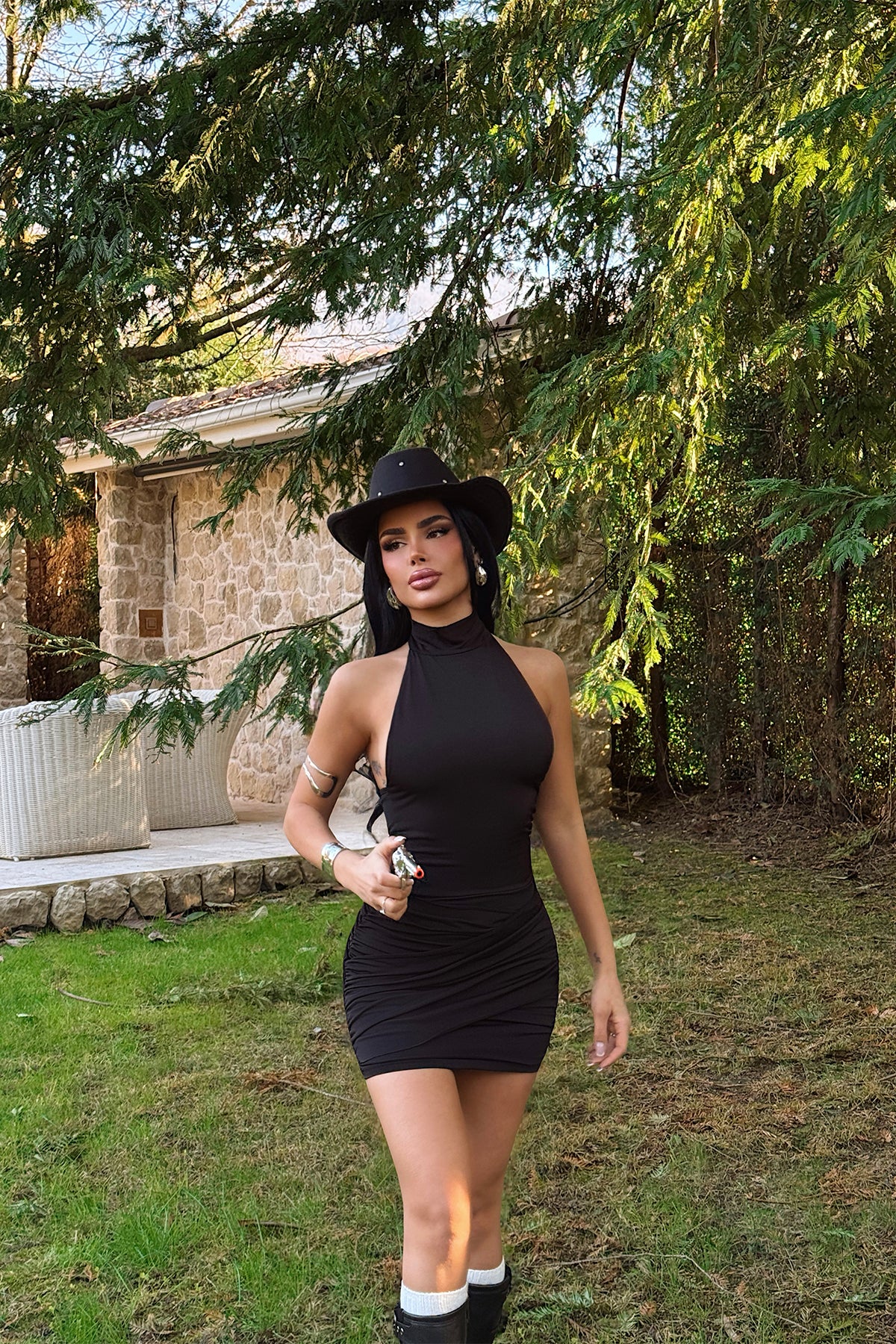 Black Halter Neck Mini Dress