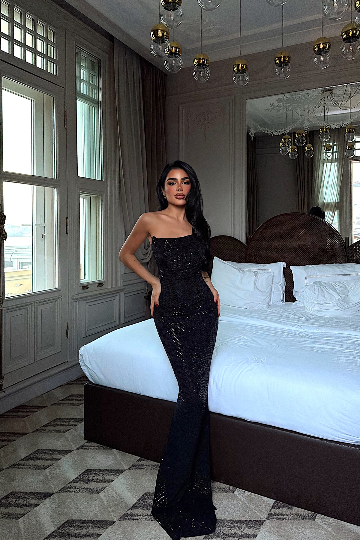 Black Strapless Long Dress