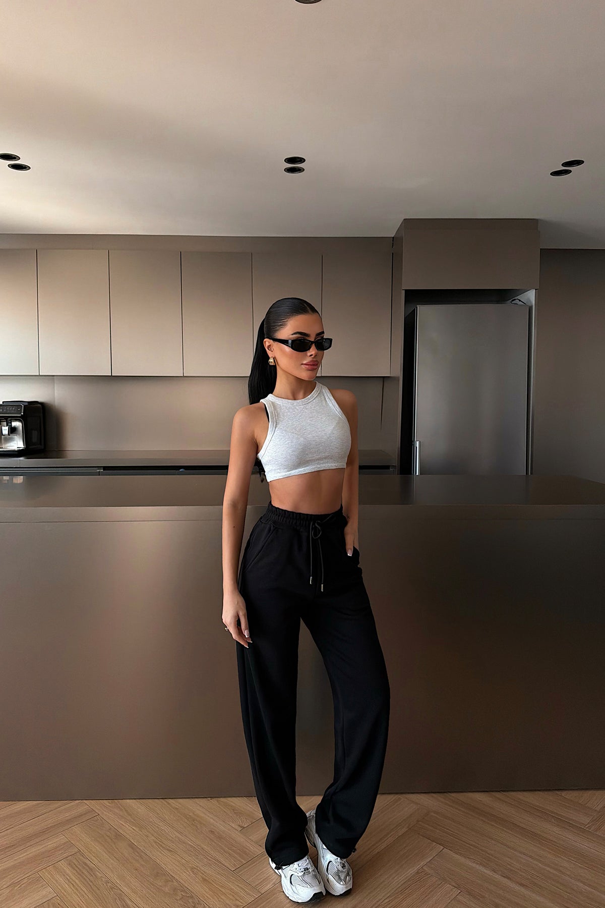 Black Tie-Up Sweatpants
