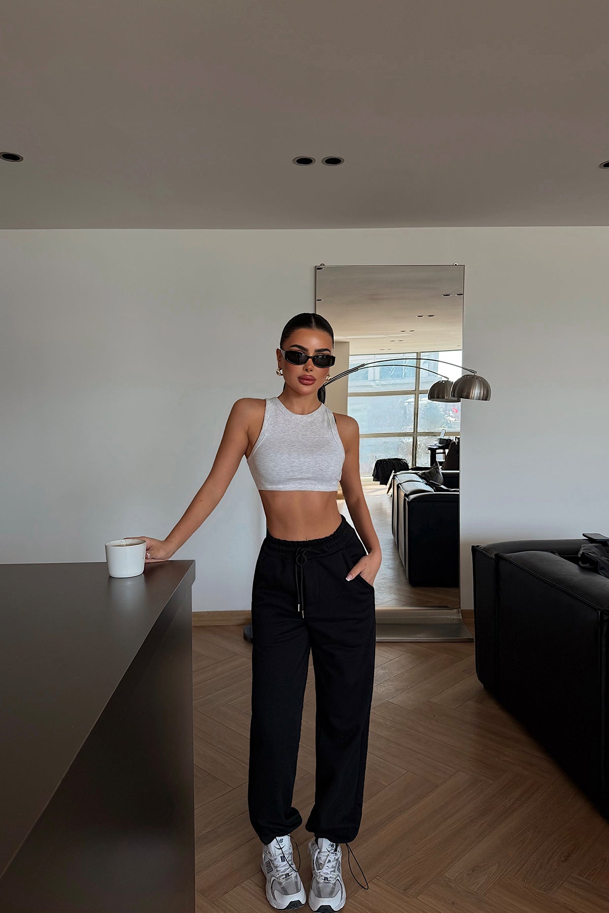 Black Tie-Up Sweatpants