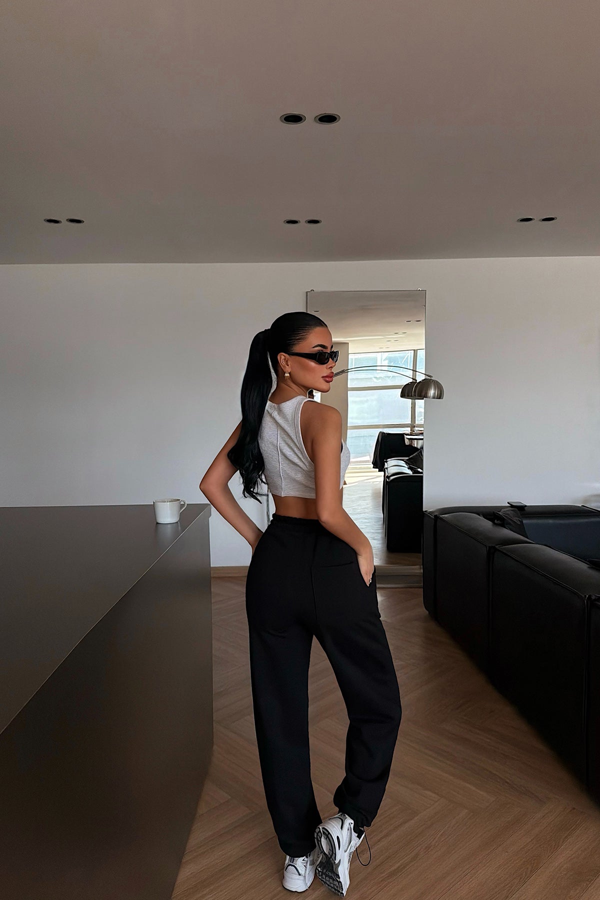 Black Tie-Up Sweatpants