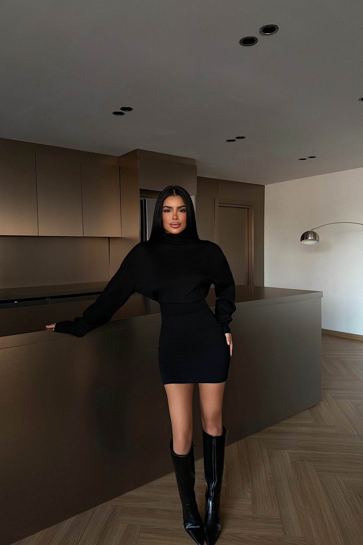 Black Turtleneck Mini Dress