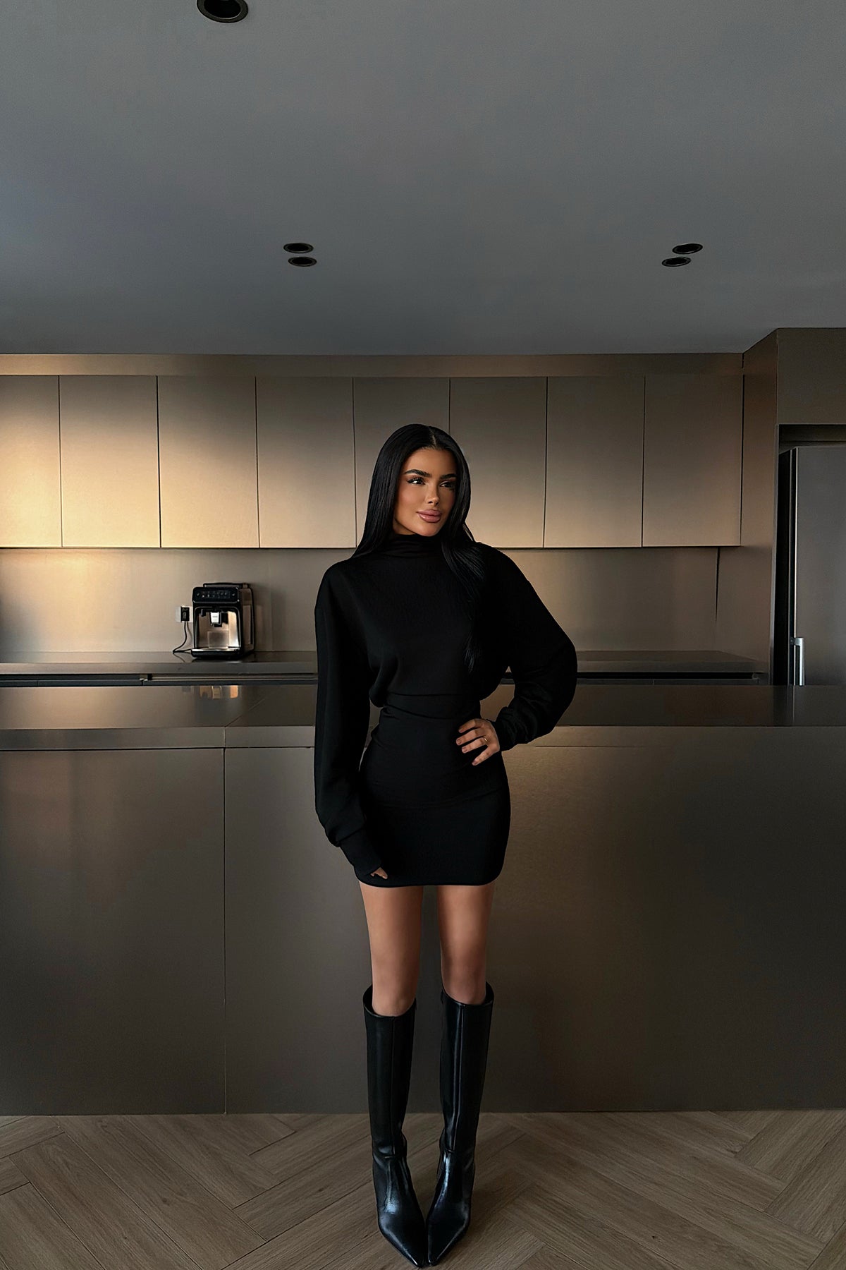 Black Turtleneck Mini Dress