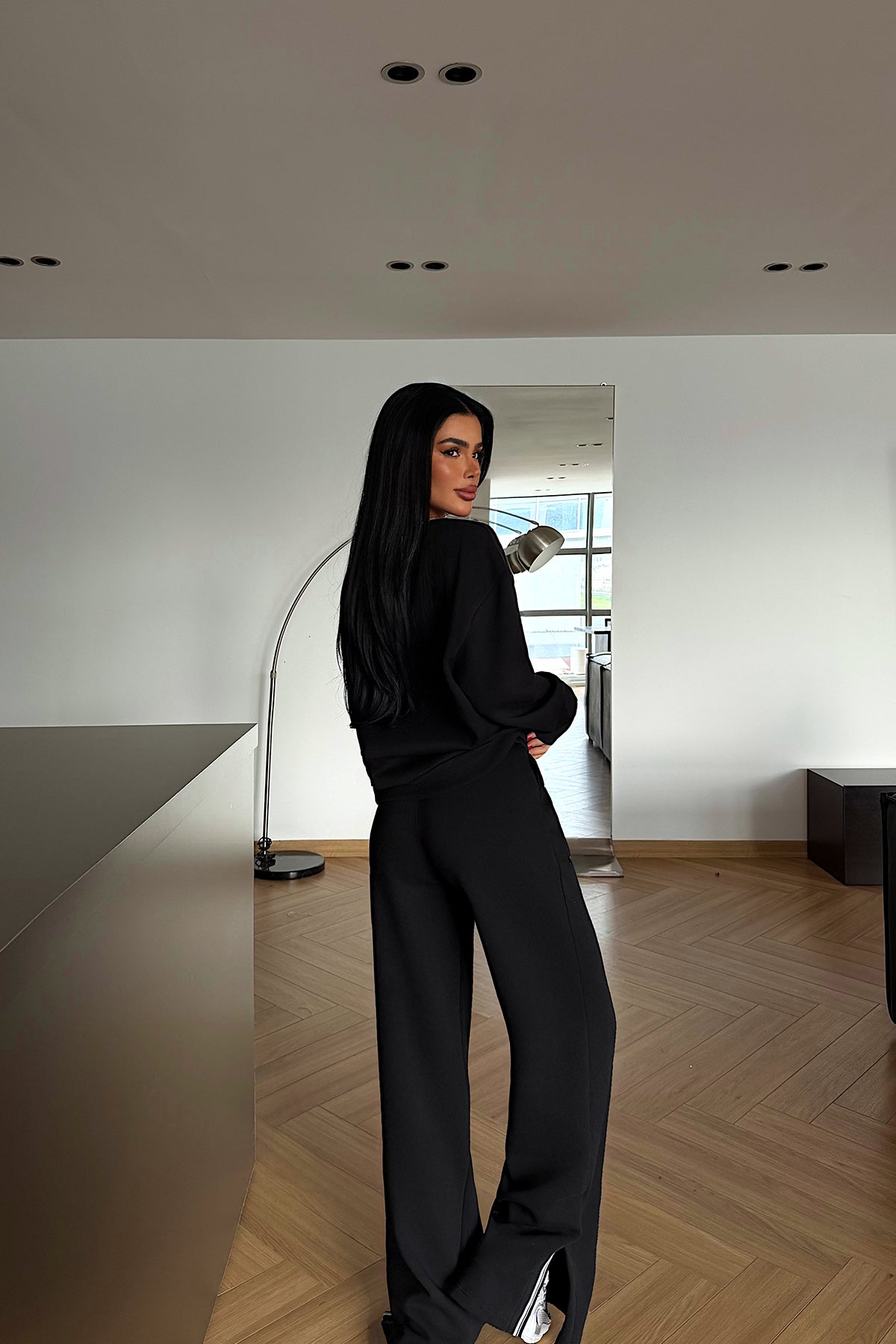 Black V-Neck Tracksuit
