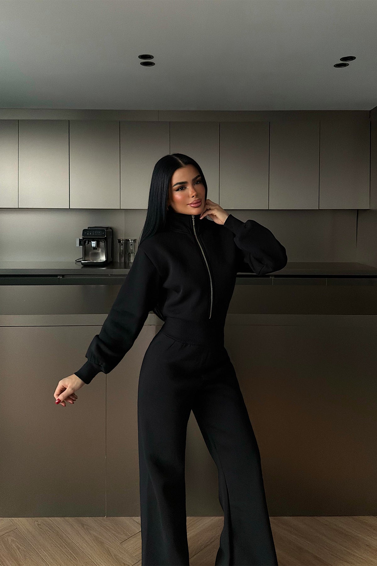 Black Zip-Up Jumpsuit
