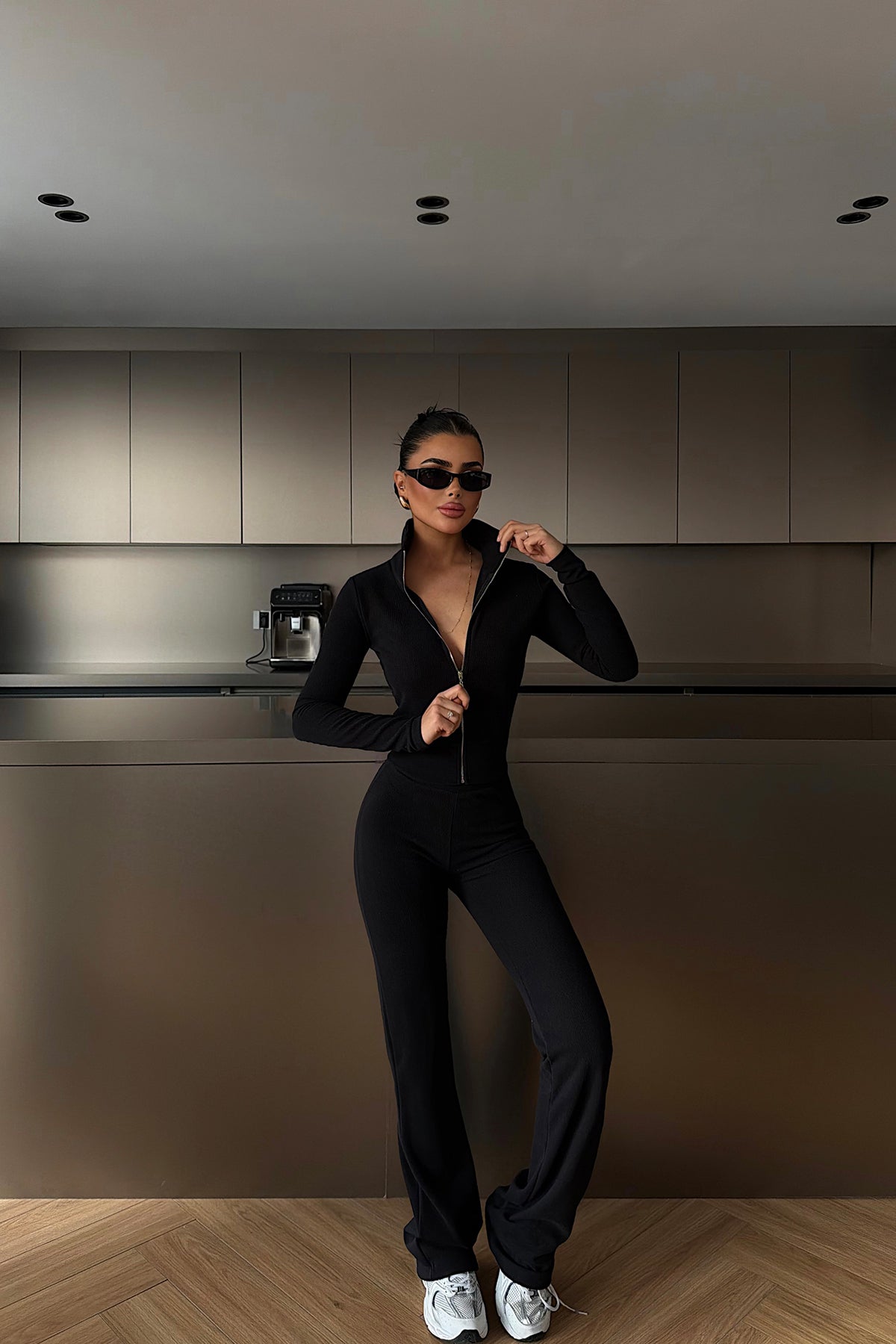 Black Zip-Up Suit