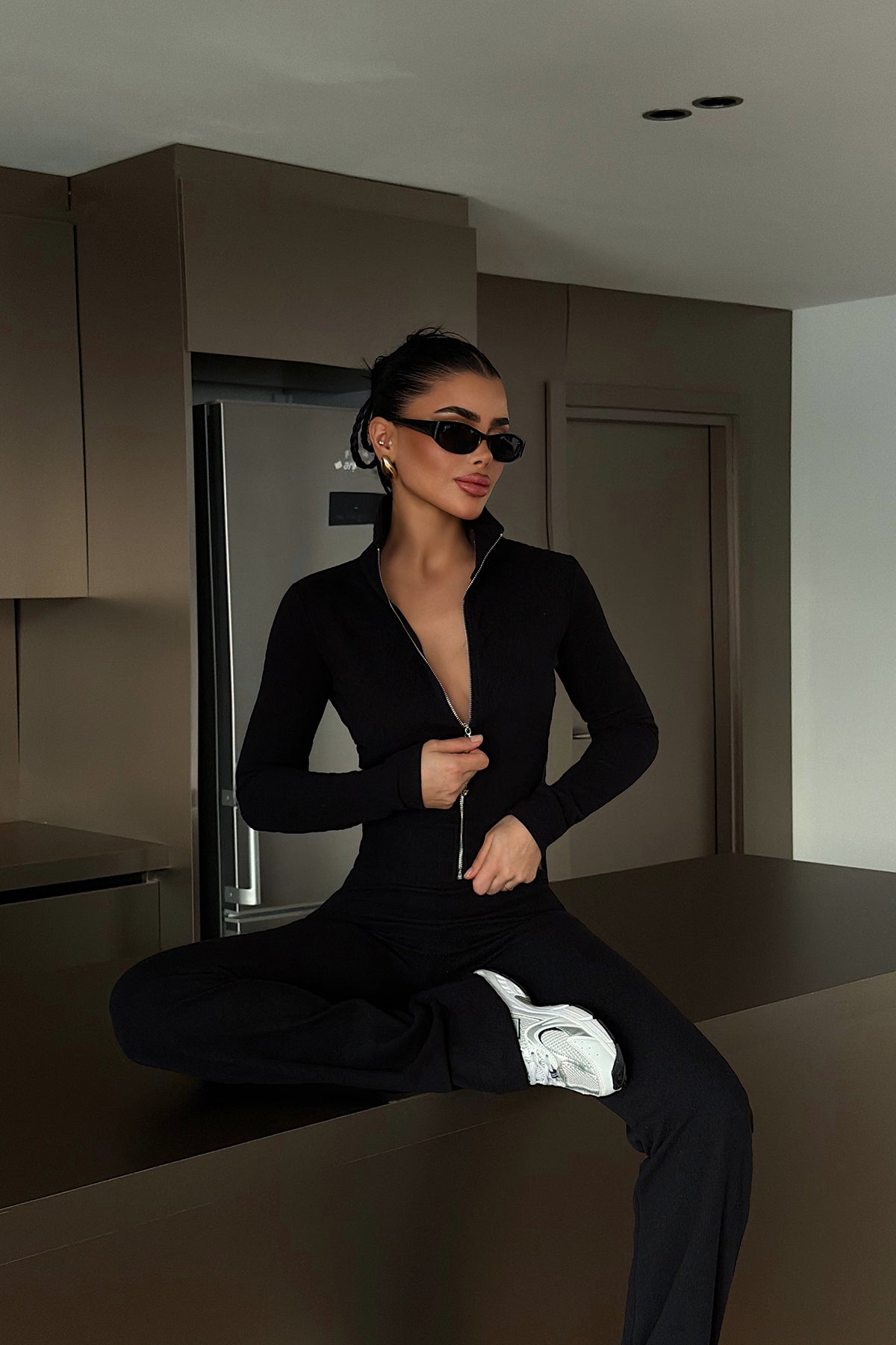Black Zip-Up Suit