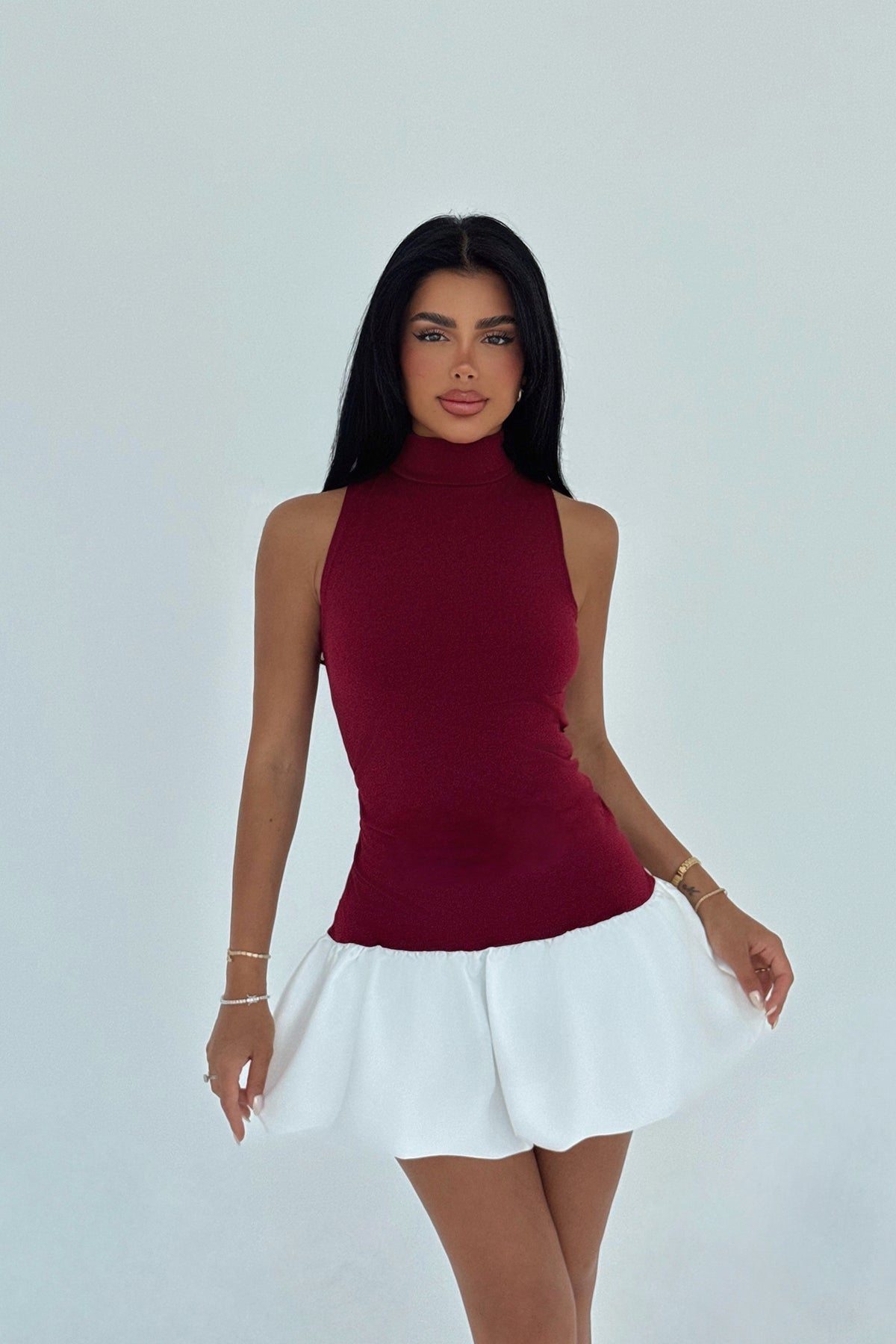 Renk: BORDO | Bordo Deal Mini Elbise 5