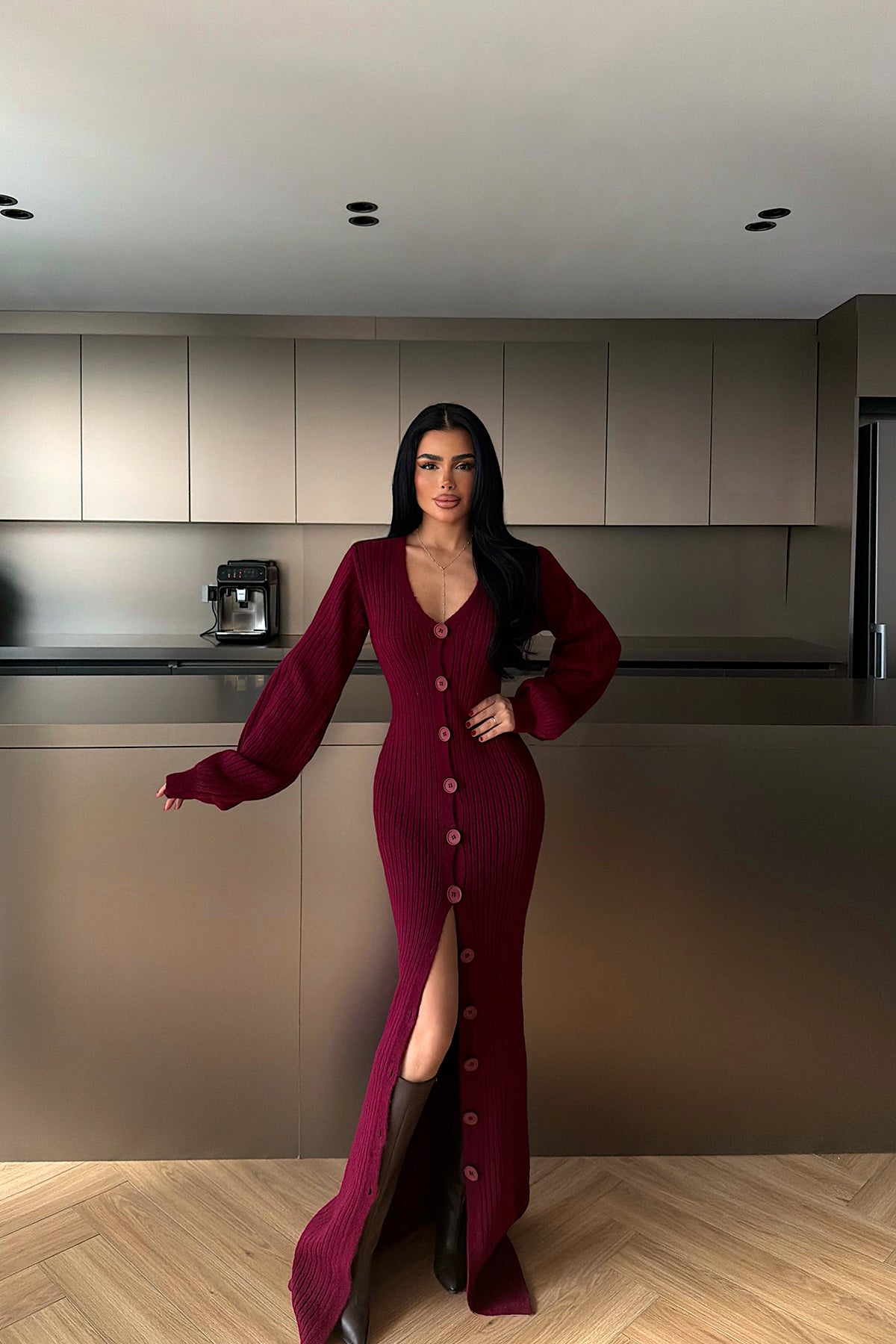 Bordo Ophelie Triko Elbise 4