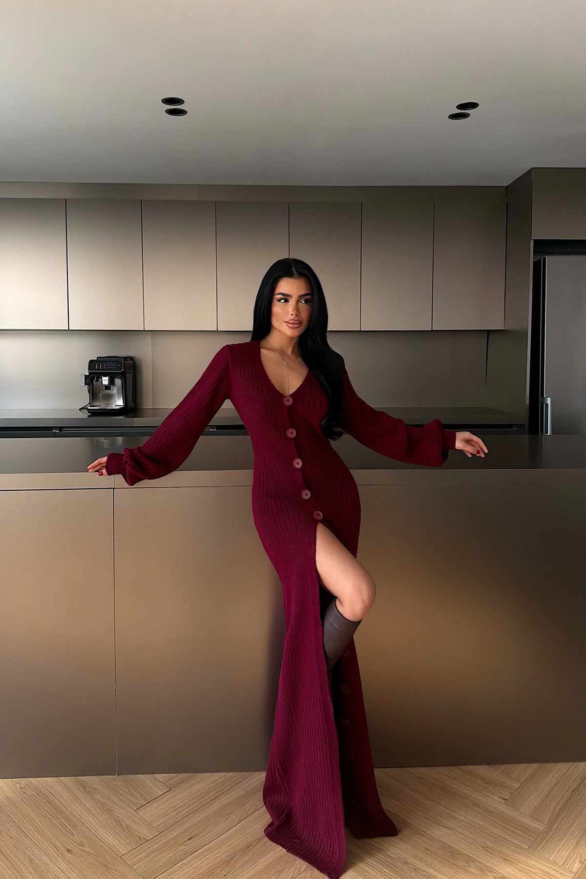 Bordo Ophelie Triko Elbise 12