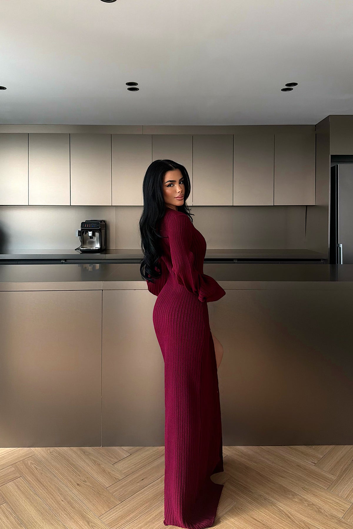 Bordo Ophelie Triko Elbise 16