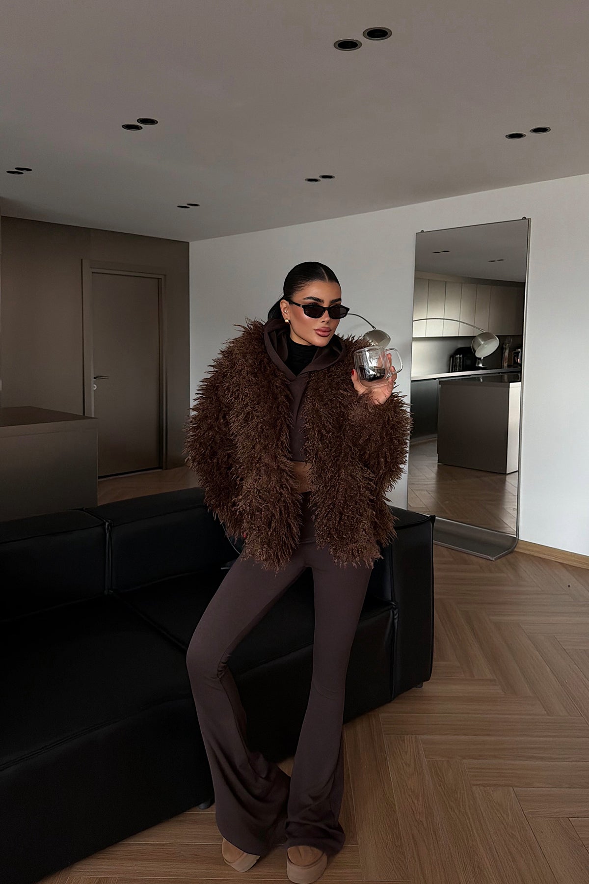 Brown Plush Fur Jacket