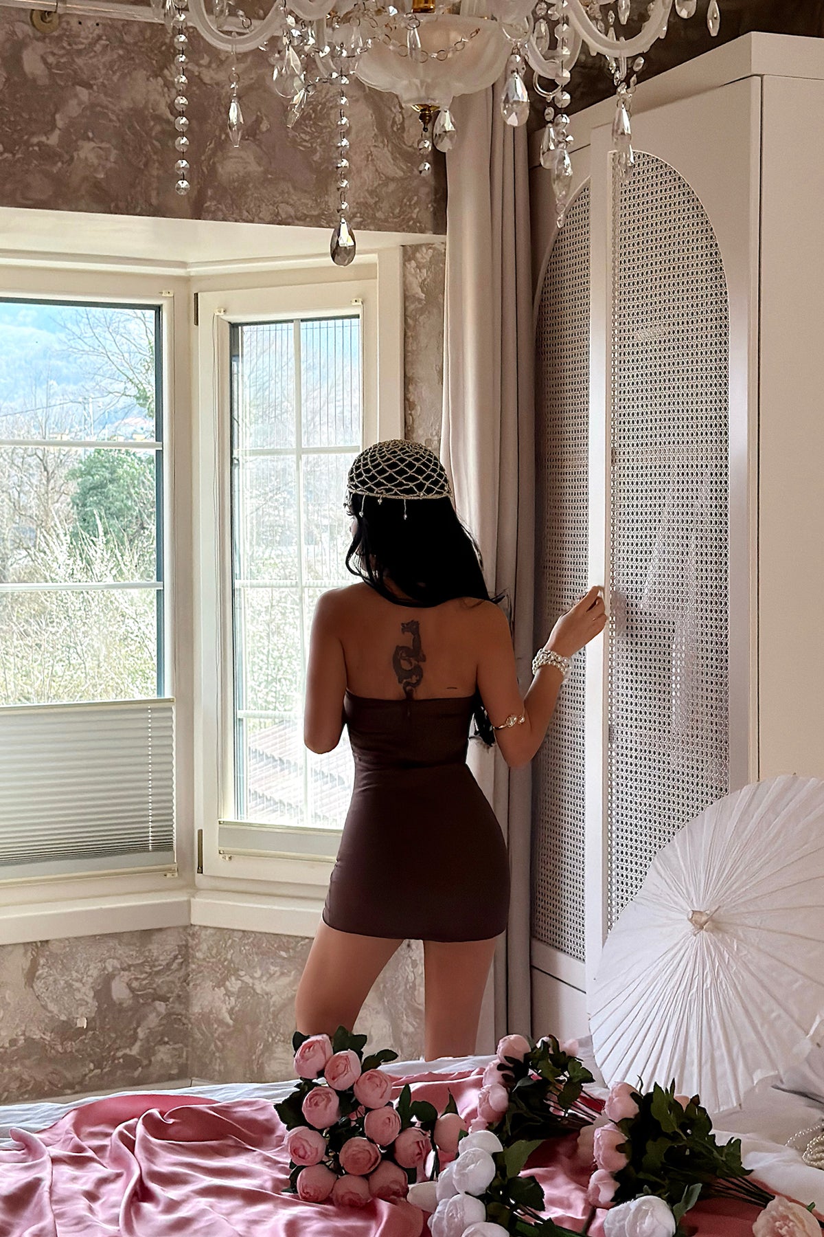 Brown Strappy Mini Dress