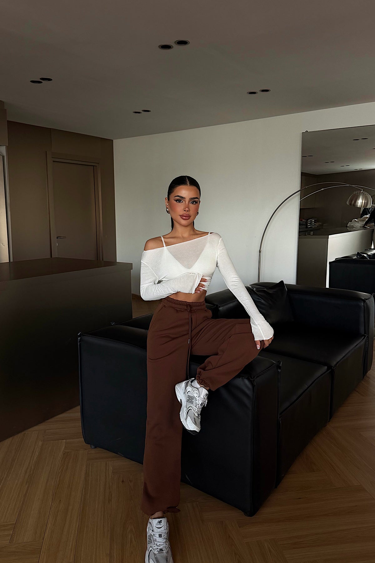 Brown Tie-Up Sweatpants