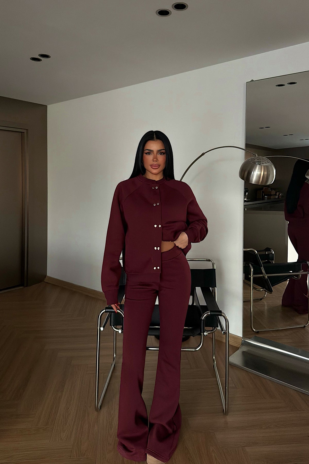 Burgundy Button Detail Suit