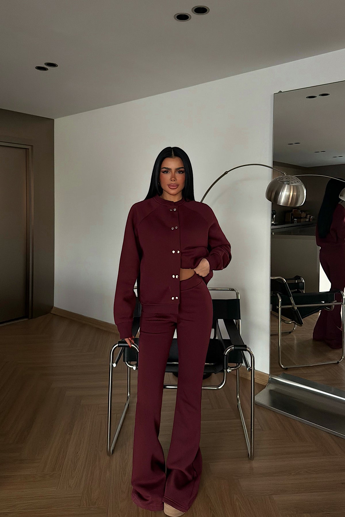 Burgundy Button Detail Suit