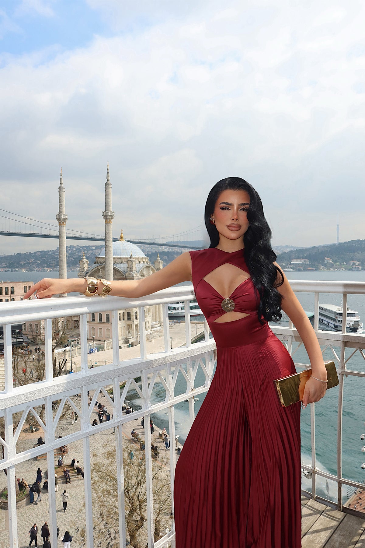 Burgundy Window Detail Jumpsuit