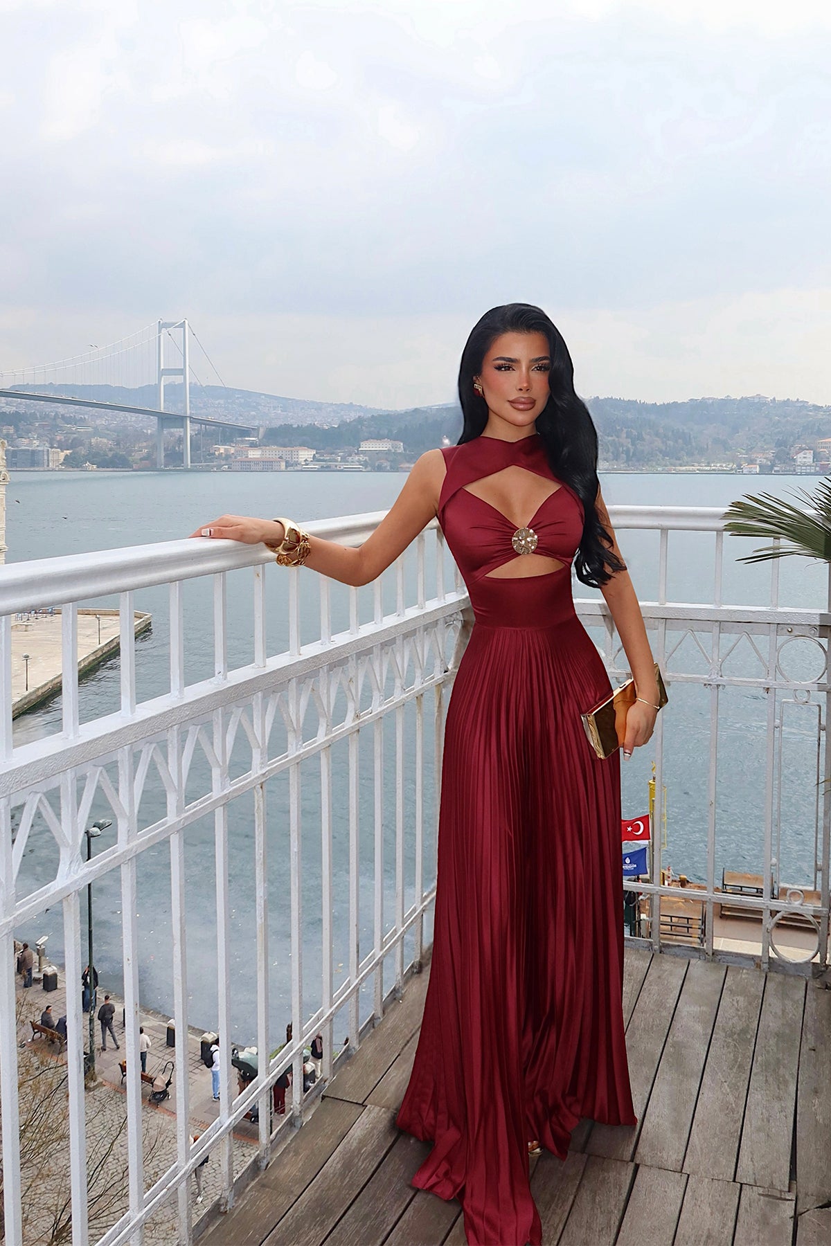 Burgundy Window Detail Jumpsuit