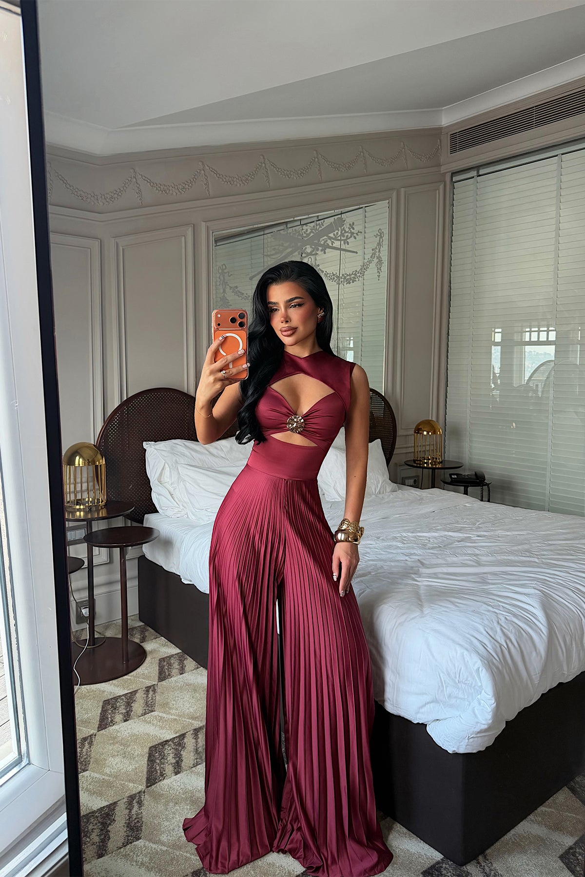 Burgundy Window Detail Jumpsuit