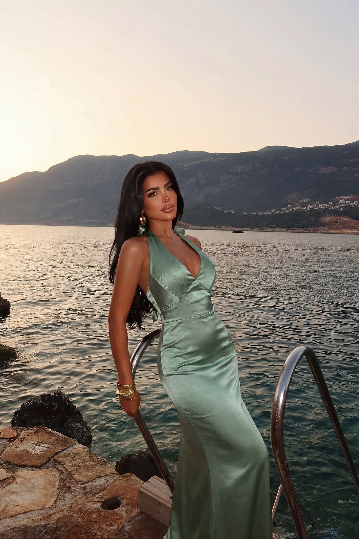 Çağla Yeşili Sartoria Uzun Elbise 8