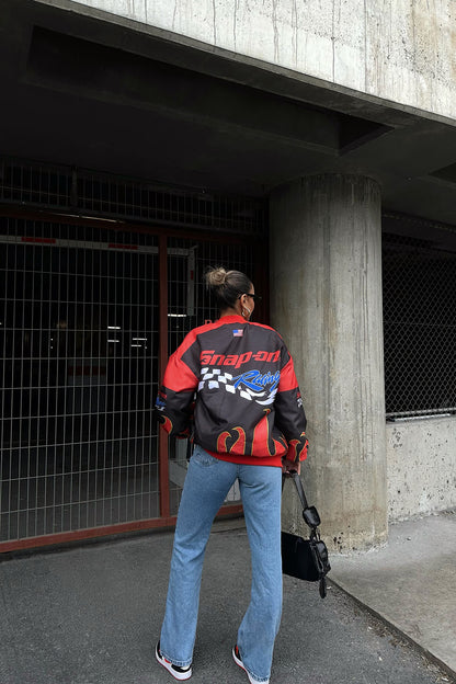 Double Color College Jacket with Lettering on the Front