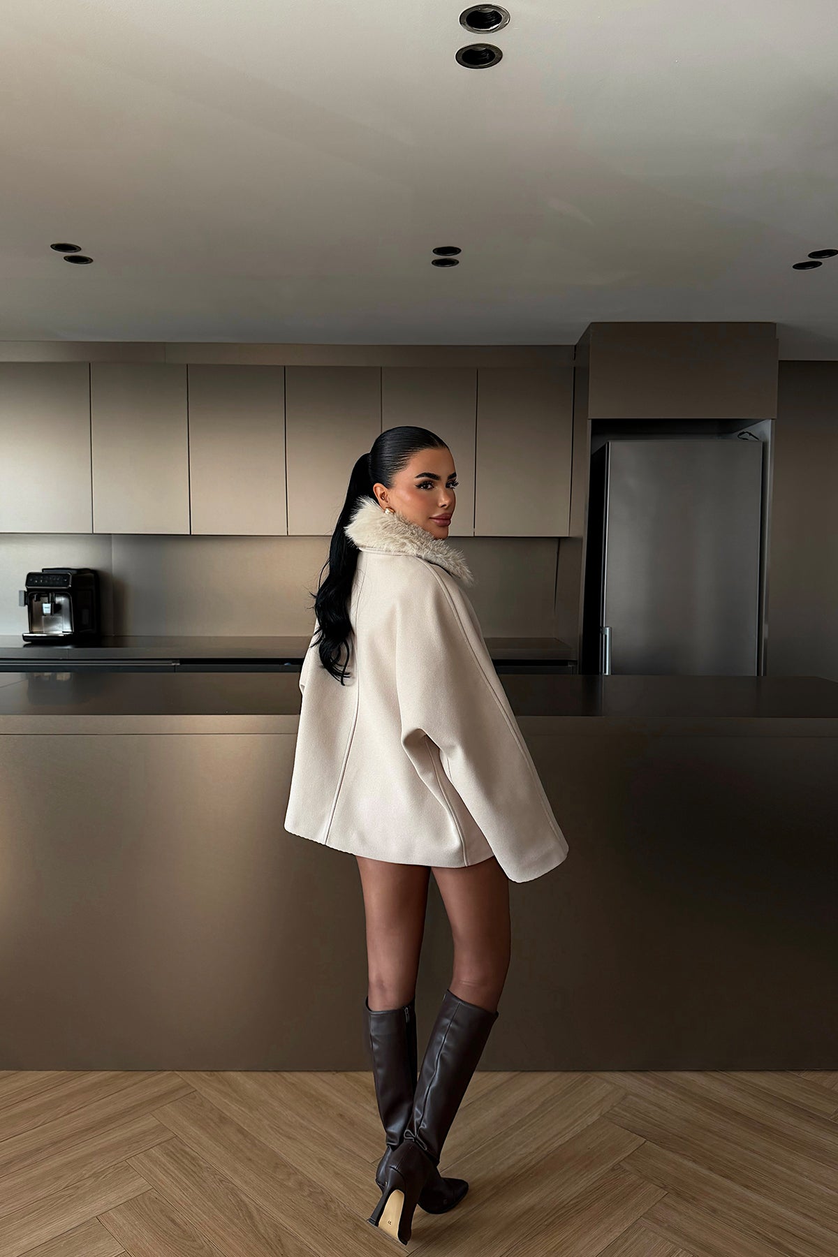 Cream Fur Detail Jacket