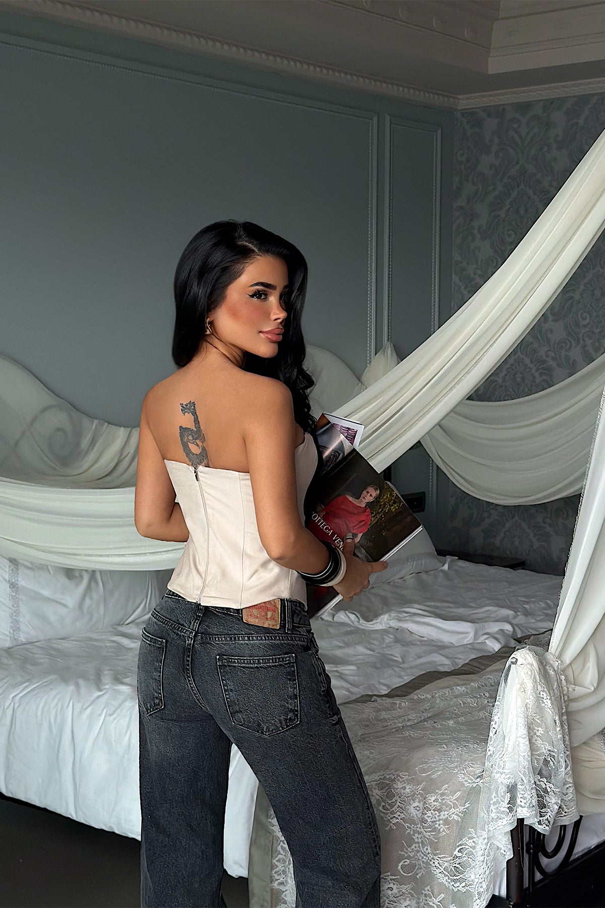 Cream Strapless Bustier