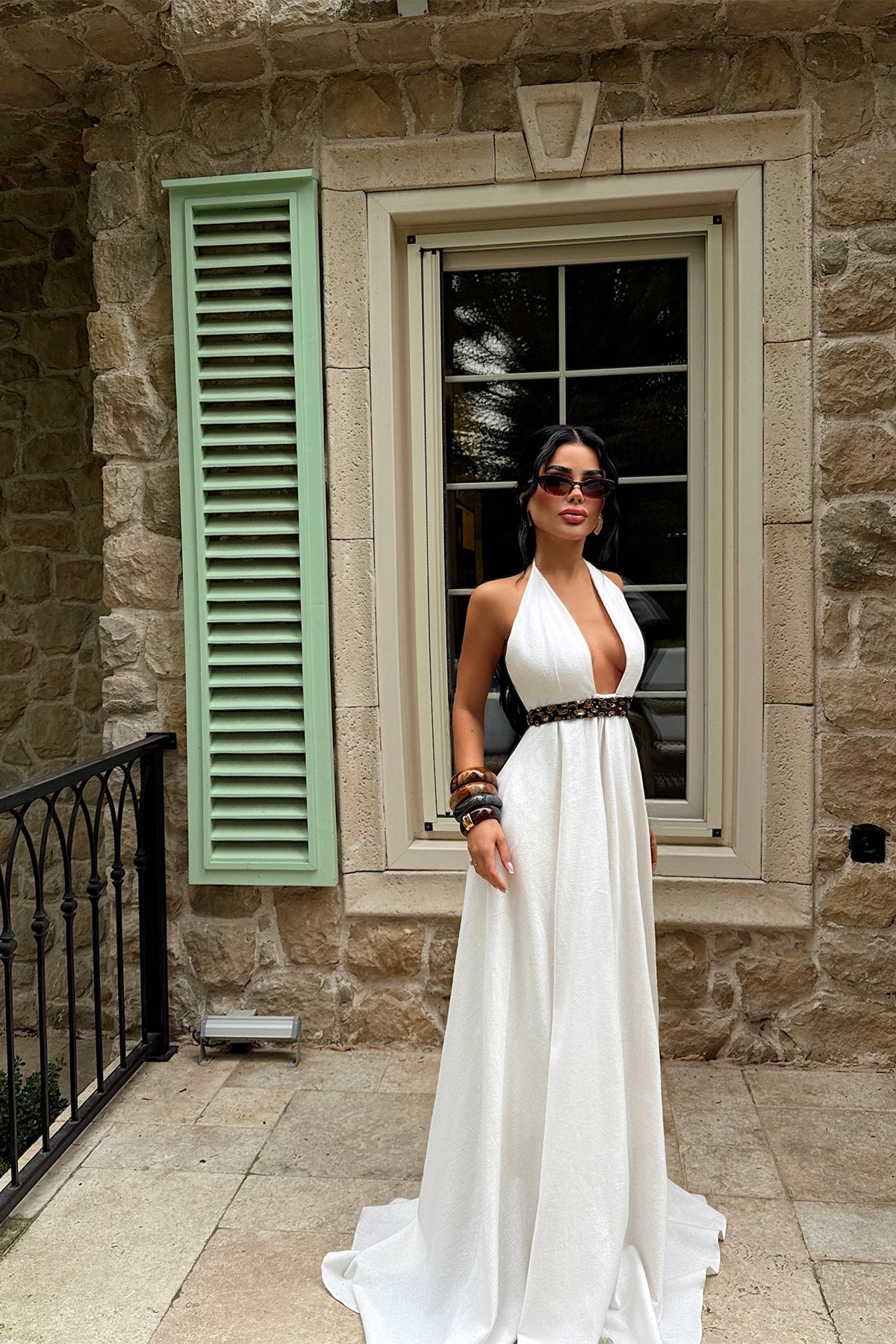 Cream Strappy Long Dress