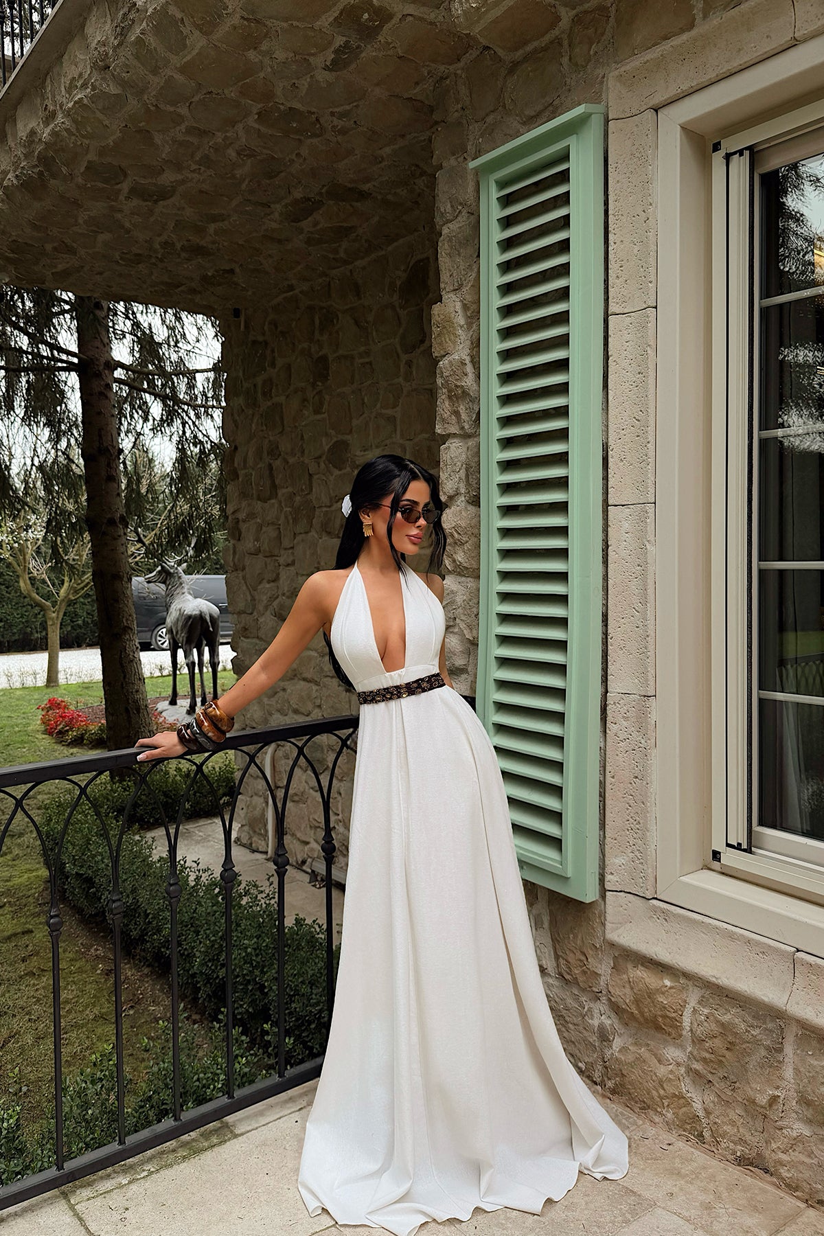 Cream Strappy Long Dress