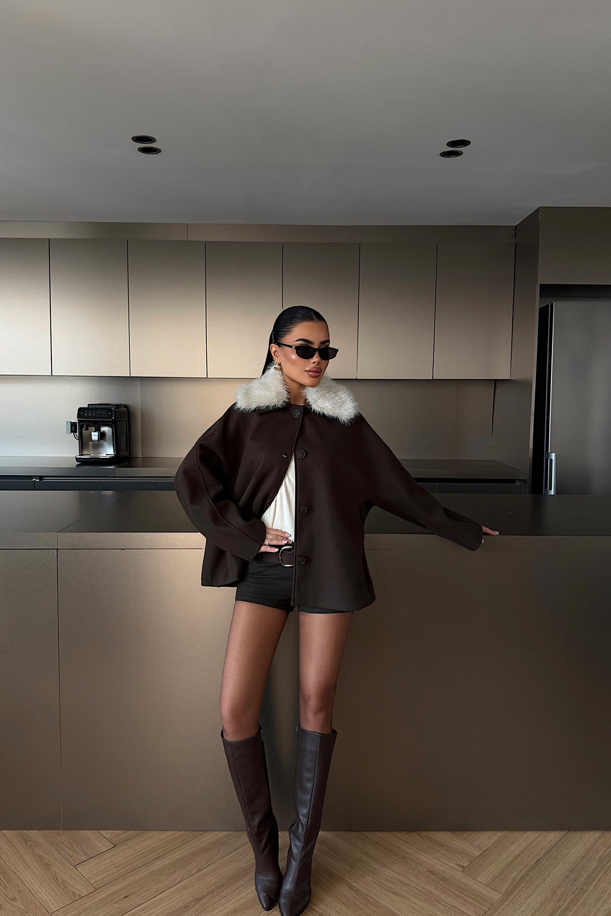 Dark Brown Fur Detail Jacket