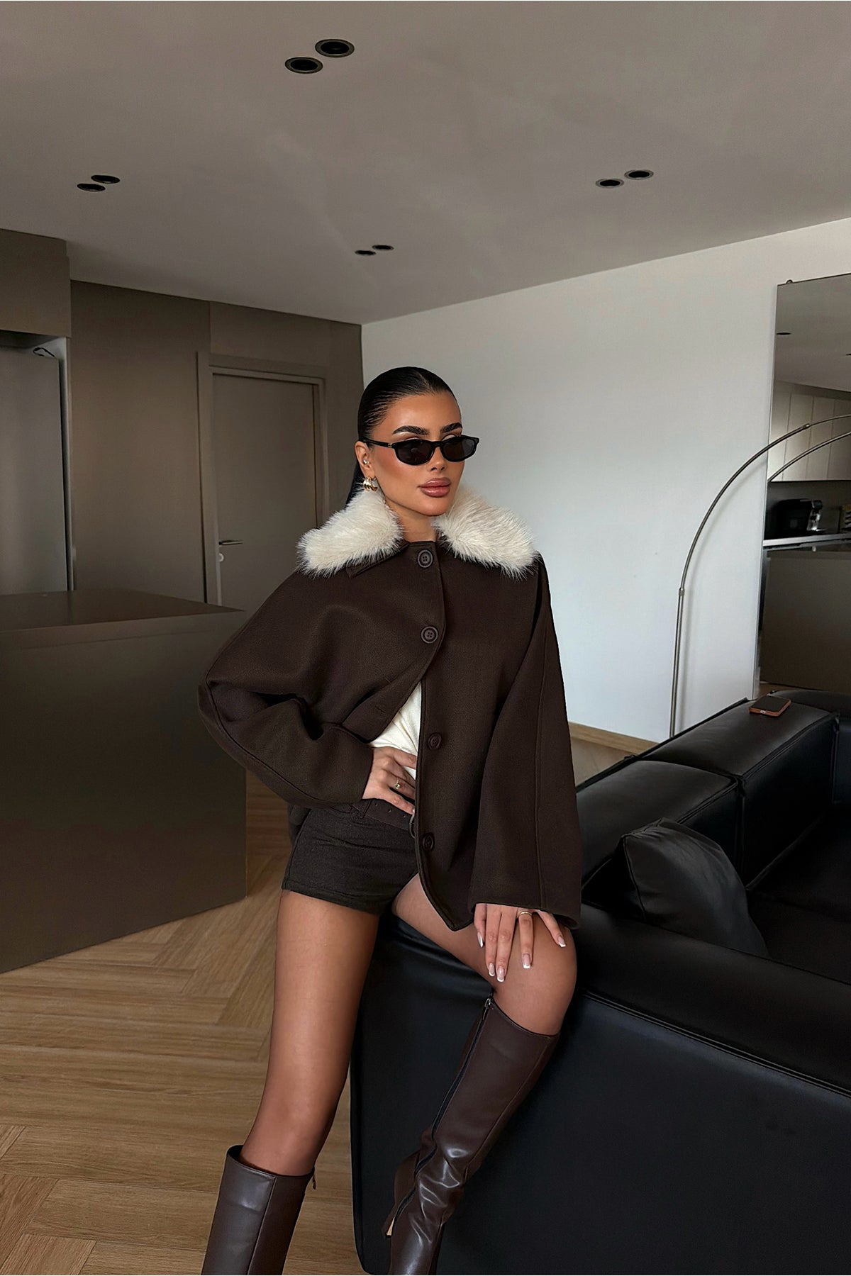 Dark Brown Fur Detail Jacket