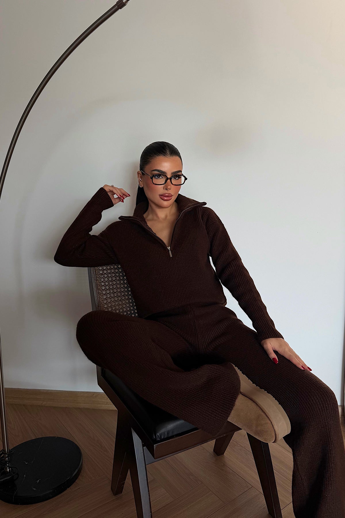 Dark Brown Zipper Detail Set