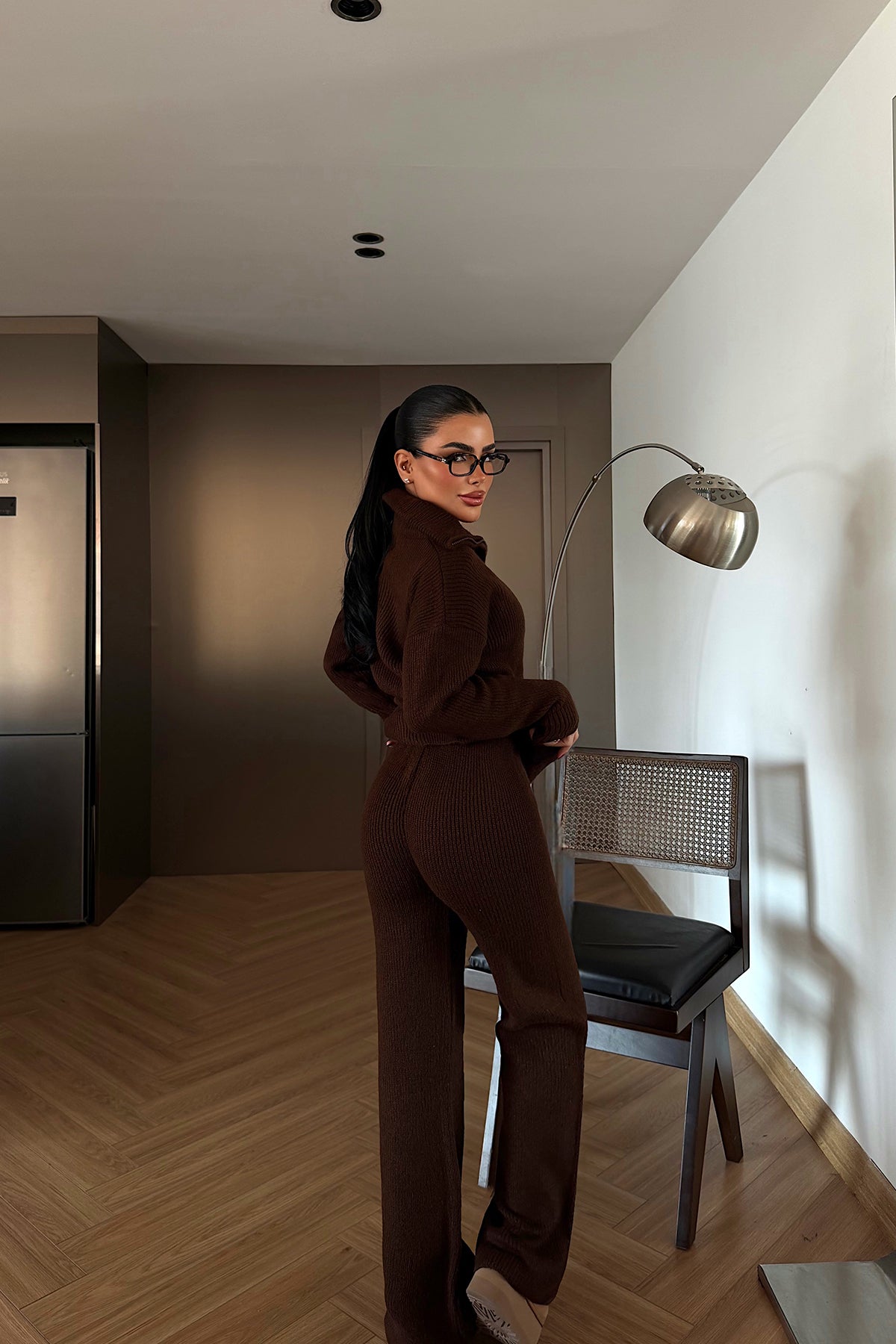 Dark Brown Zipper Detail Set