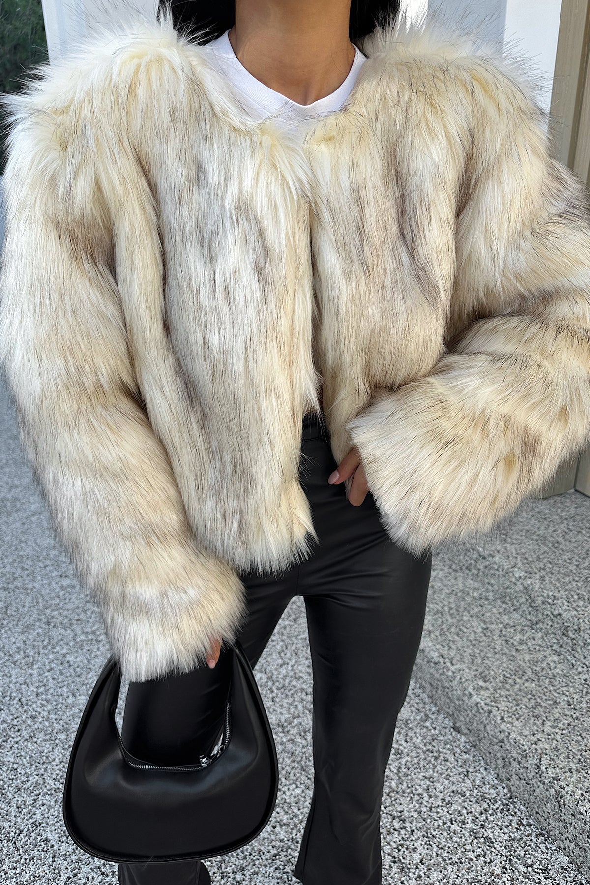 Ecru Fur Detail Jacket