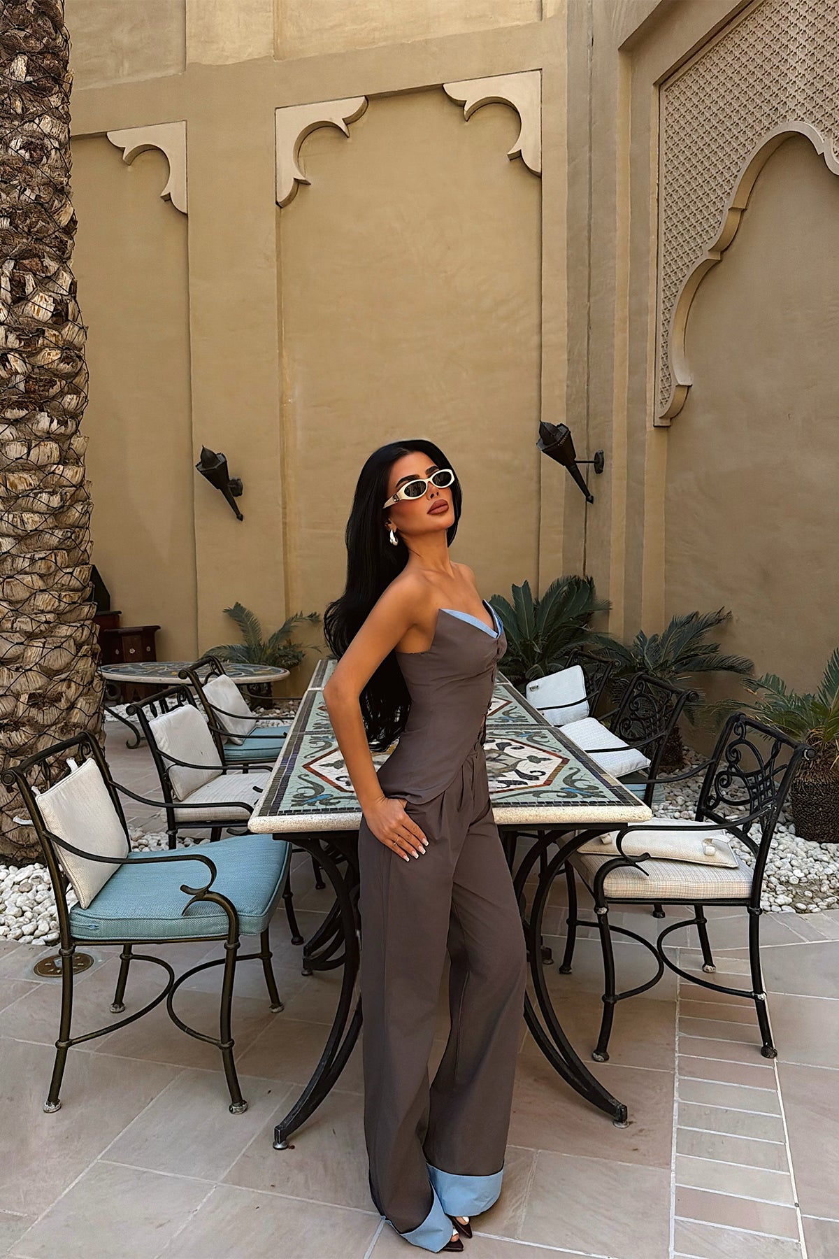 Grey Crop Pants Suit