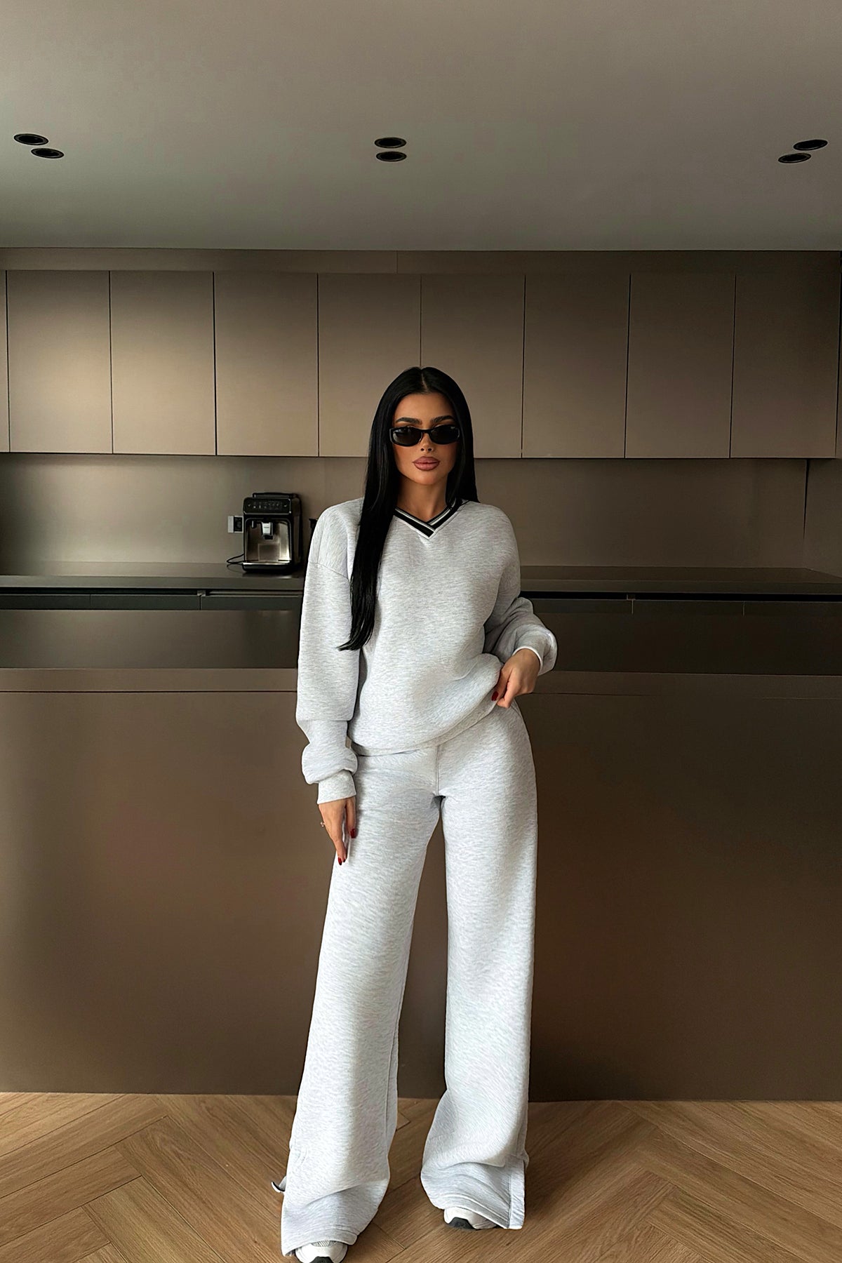 Grey V-Neck Tracksuit