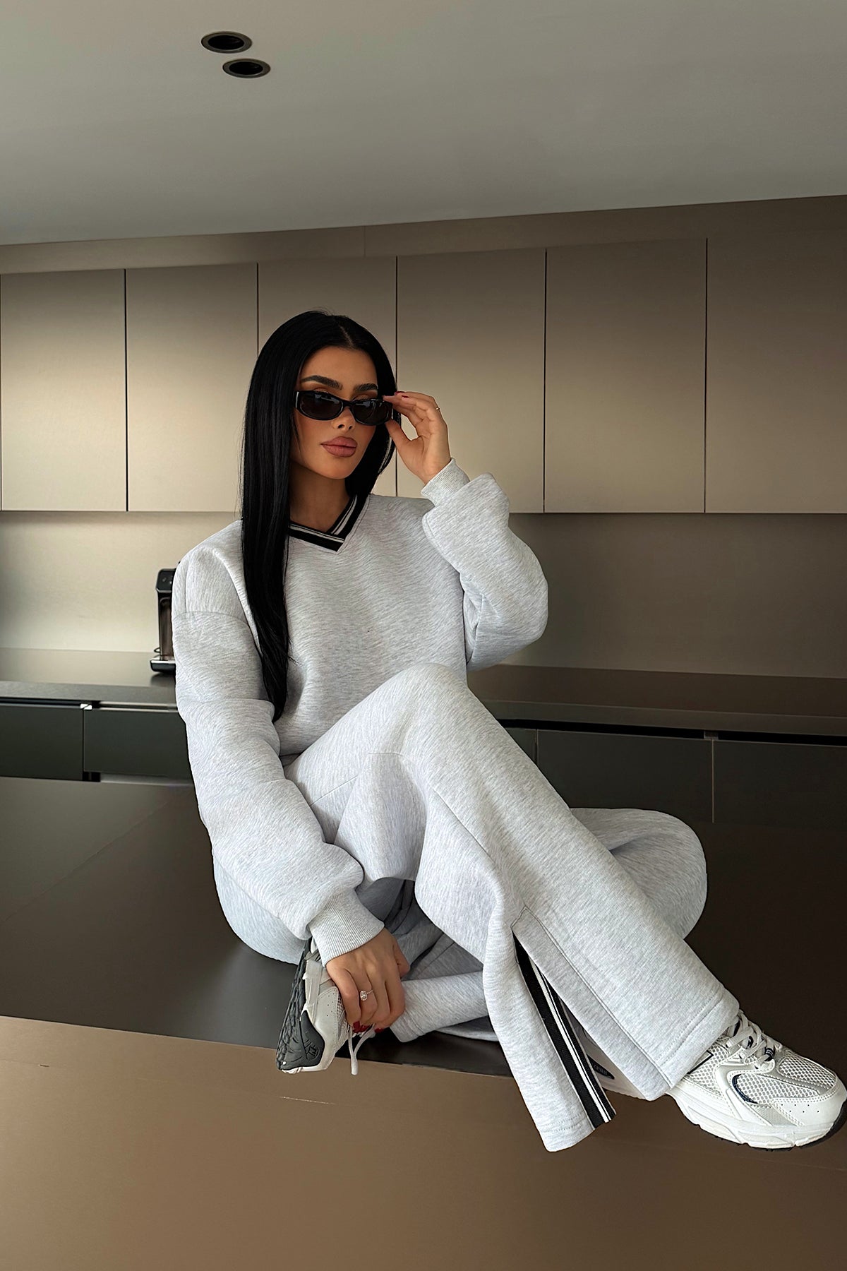 Grey V-Neck Tracksuit