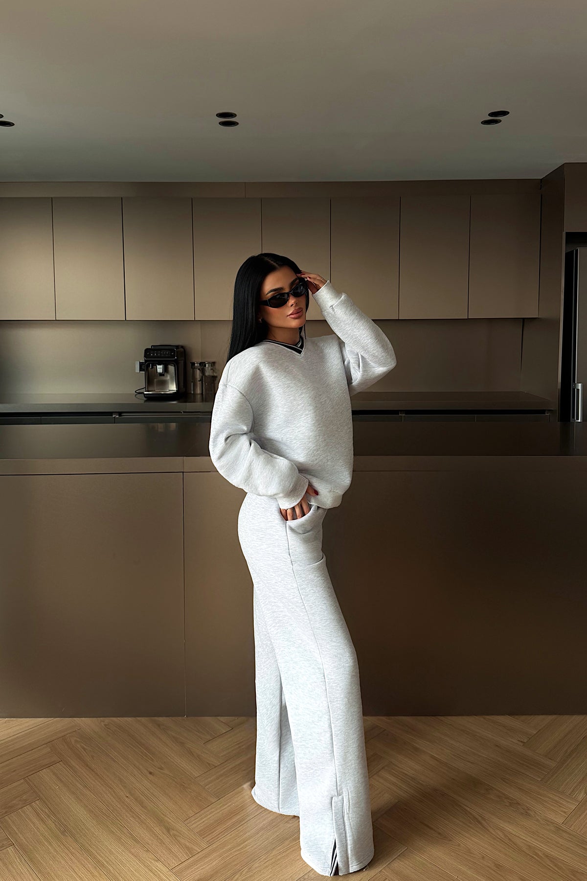 Grey V-Neck Tracksuit