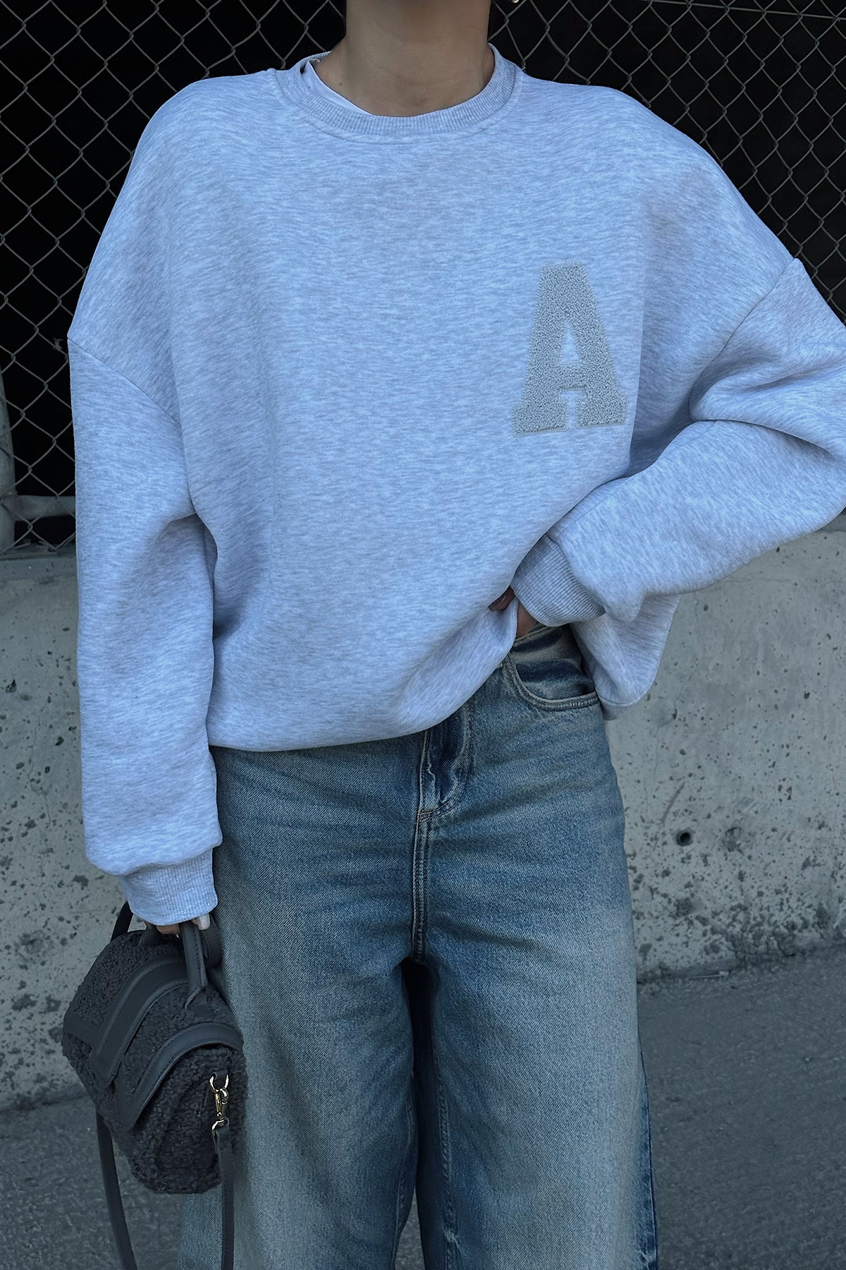 Gray A Embroidered Sweat