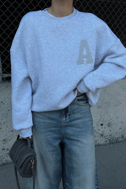 Gray A Embroidered Sweat