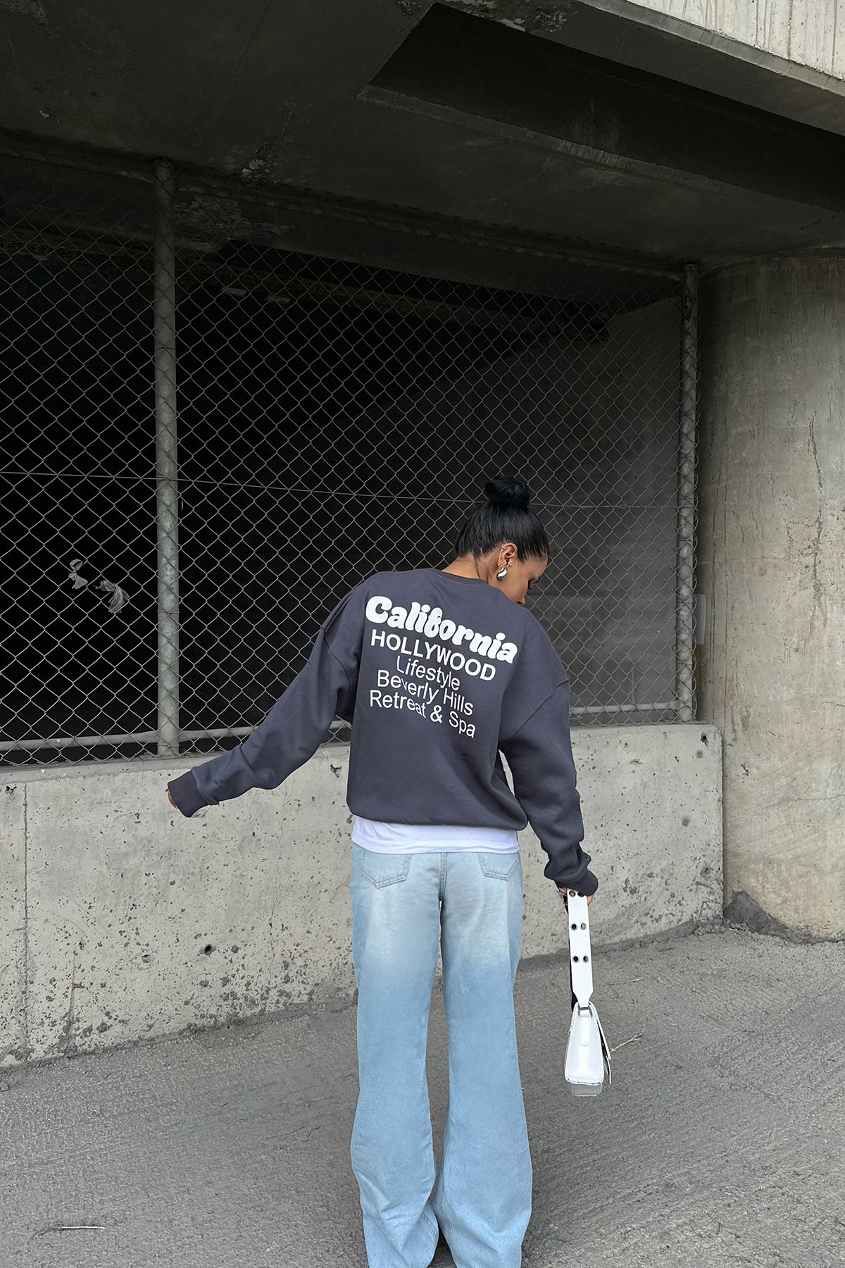 Gray Sweat with Writing on the Back