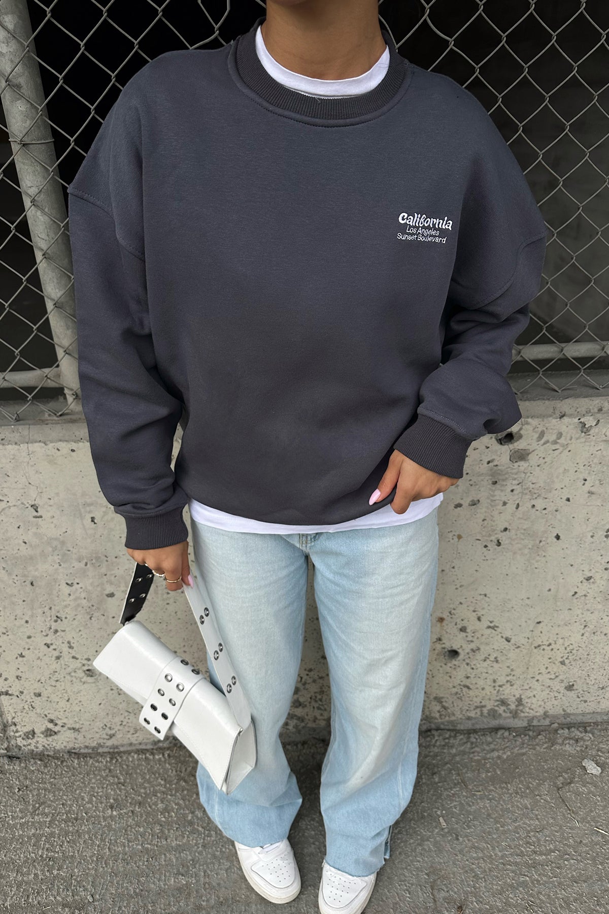 Gray Sweat with Writing on the Back