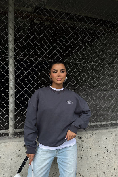 Gray Sweat with Writing on the Back