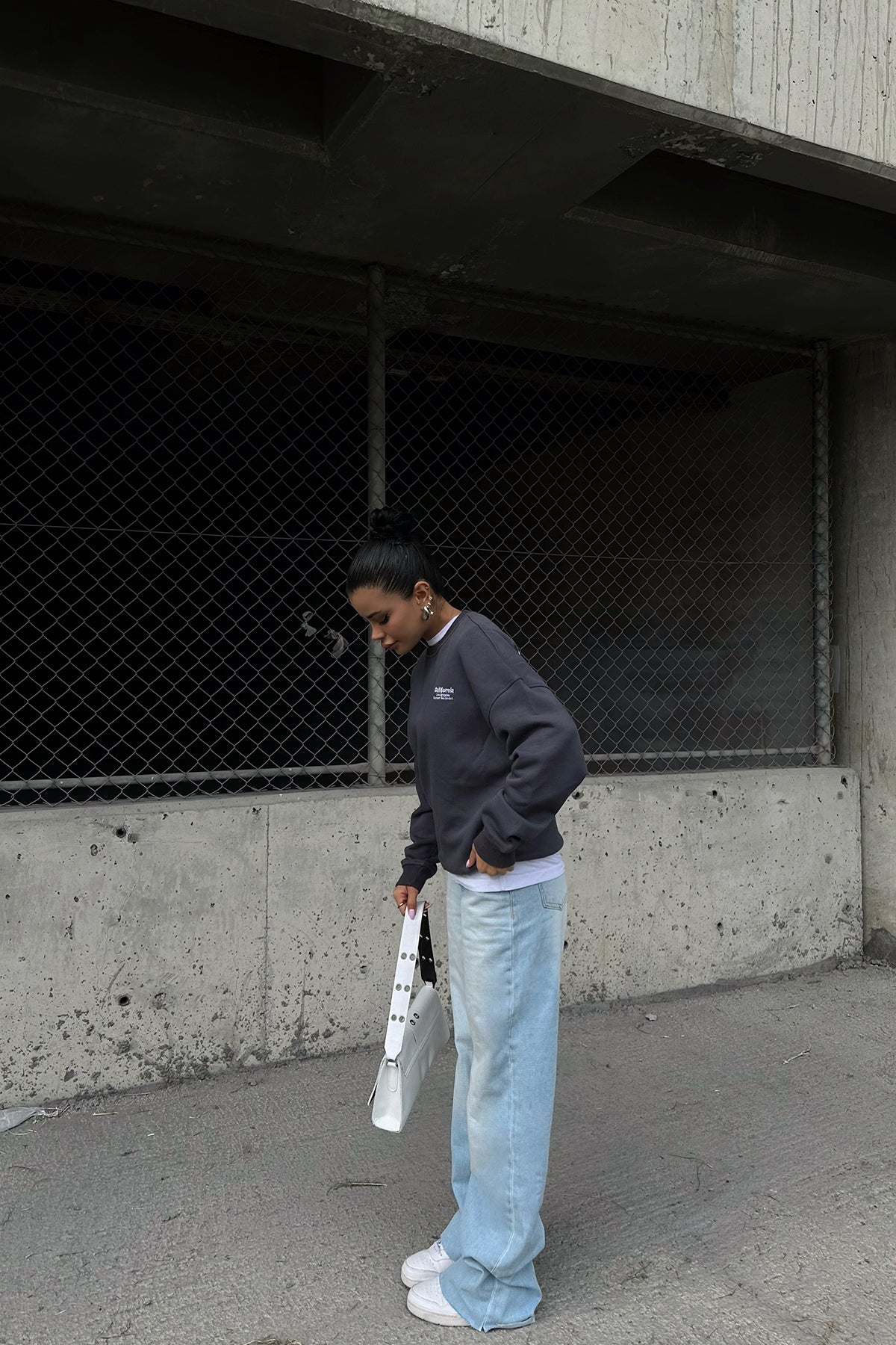 Gray Sweat with Writing on the Back