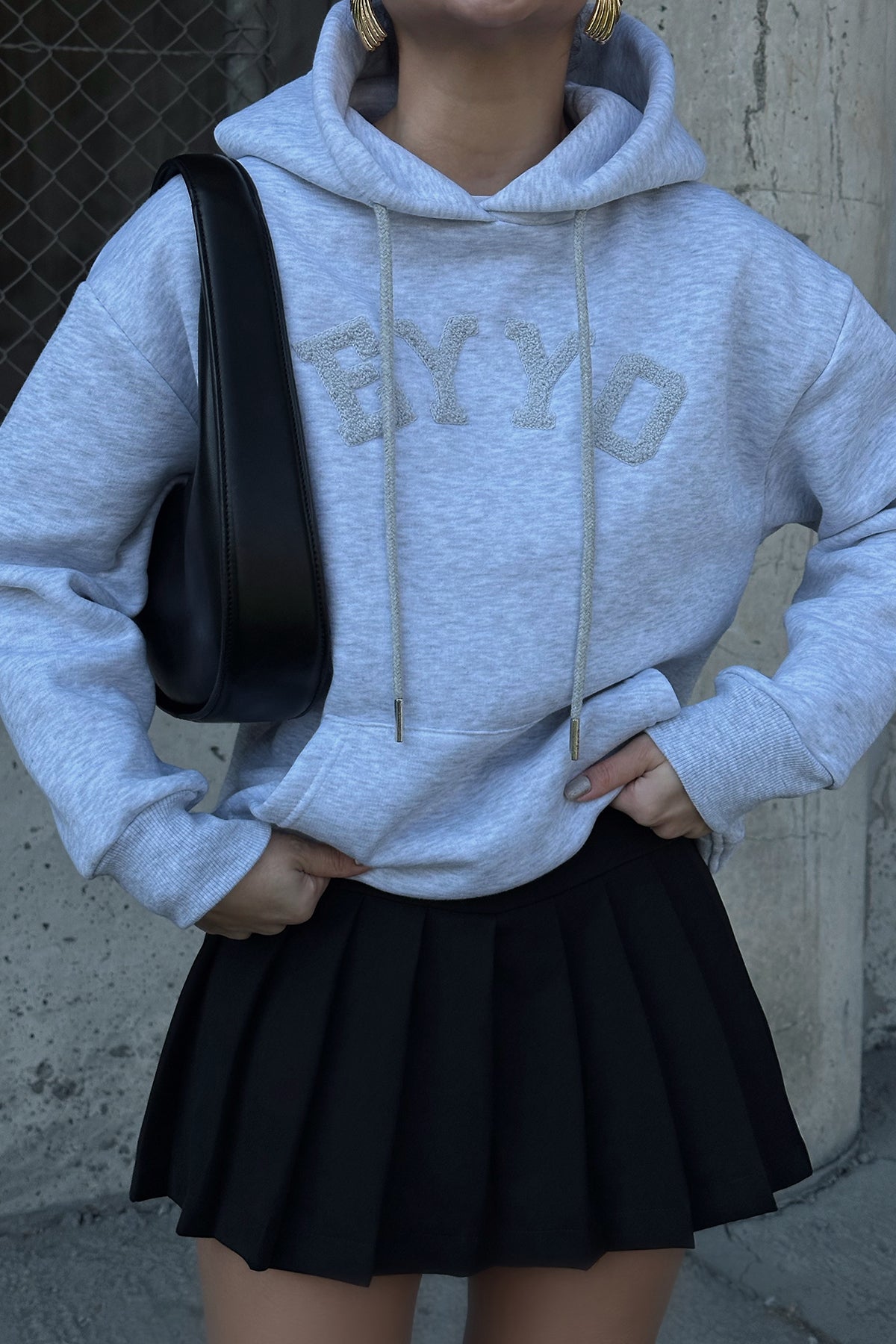 Gray Eyyo Embroidered Hooded Sweat