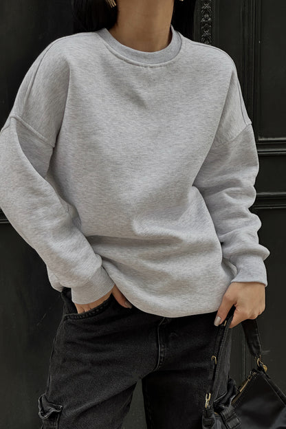 Gray Oversize Back Printed Sweat