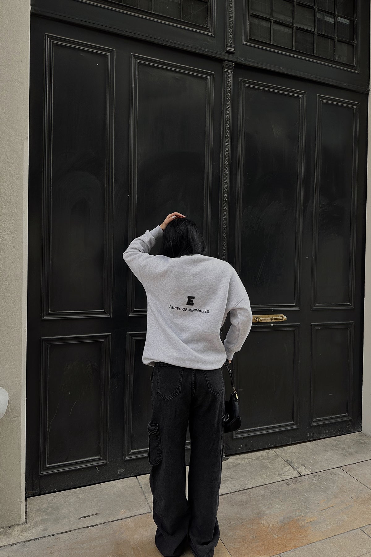 Gray Oversize Back Printed Sweat