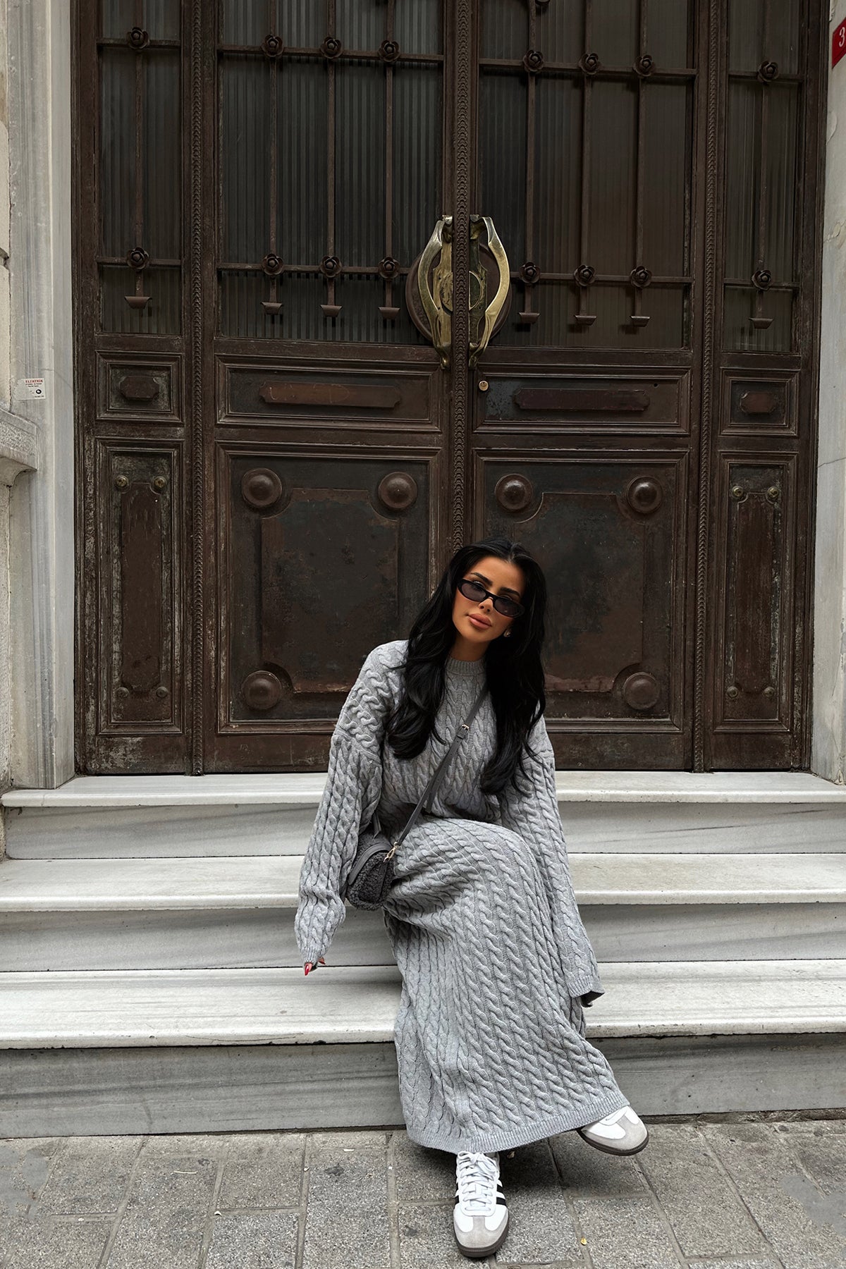 Gray Knitwear Long Dress