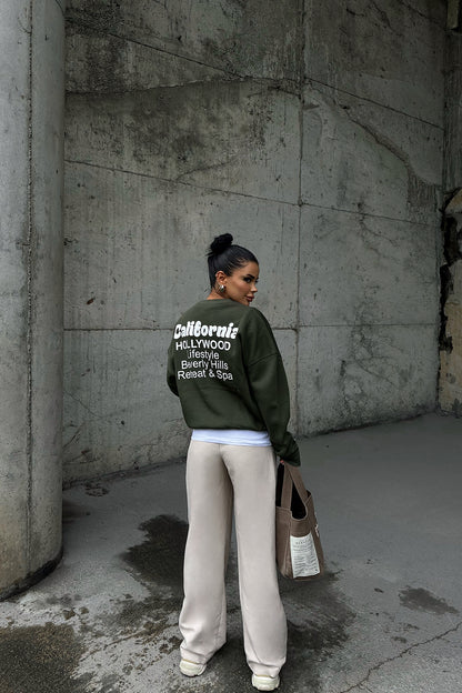 Khaki Sweat with Written on the Back