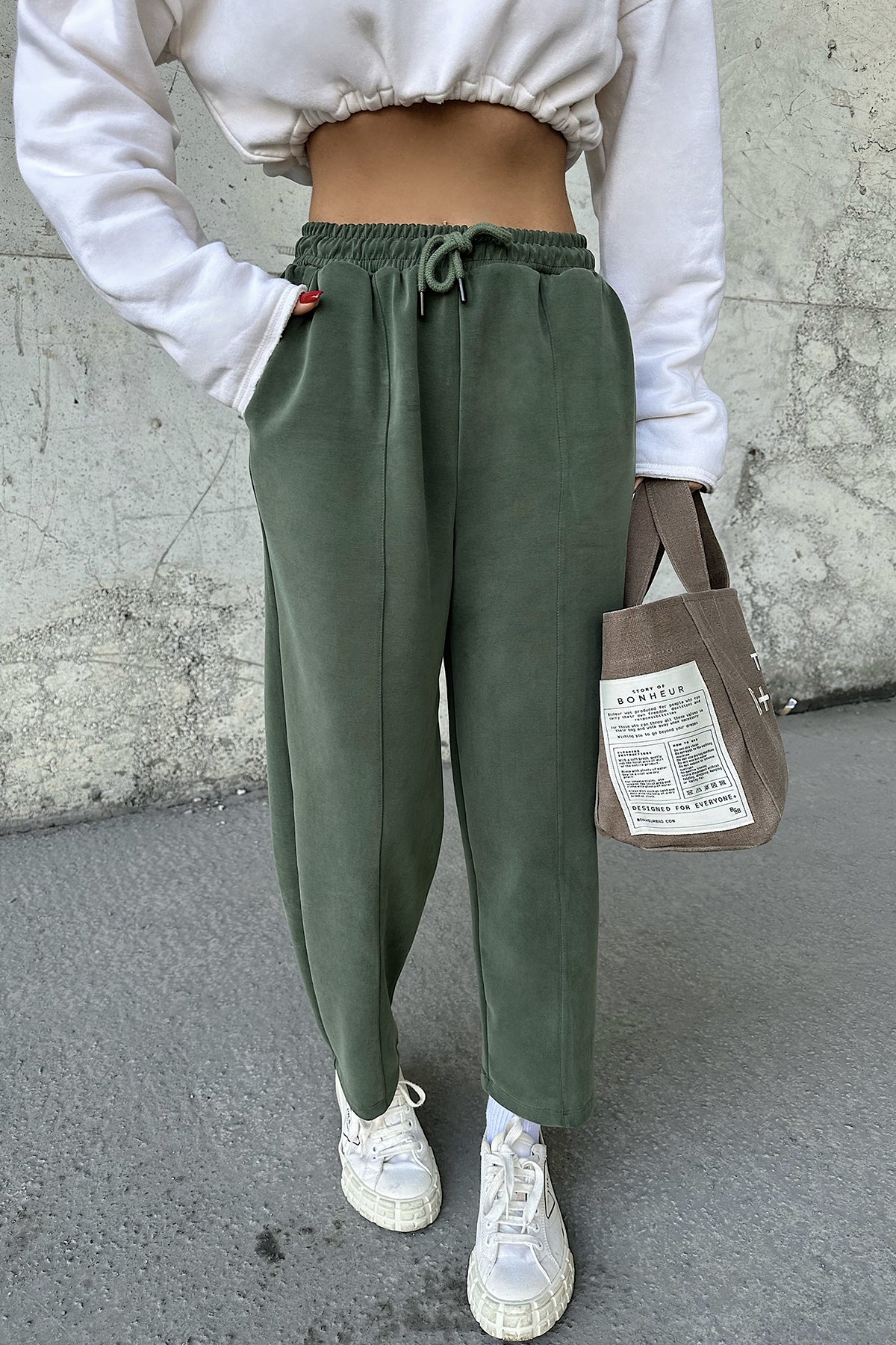 Khaki Tie-up Trousers